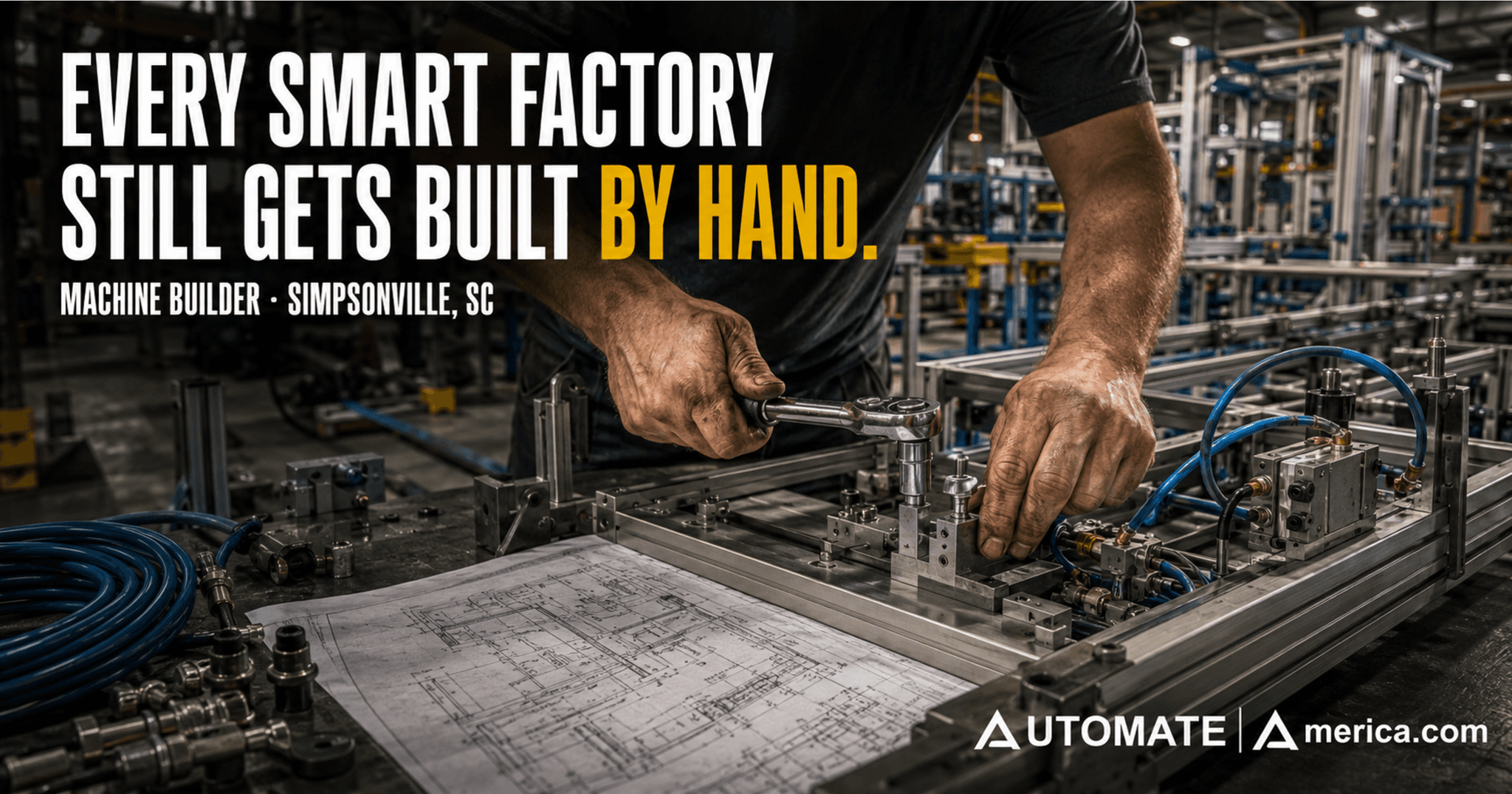 Mechanical machine builder assembling automated automotive assembly equipment in Simpsonville, South Carolina