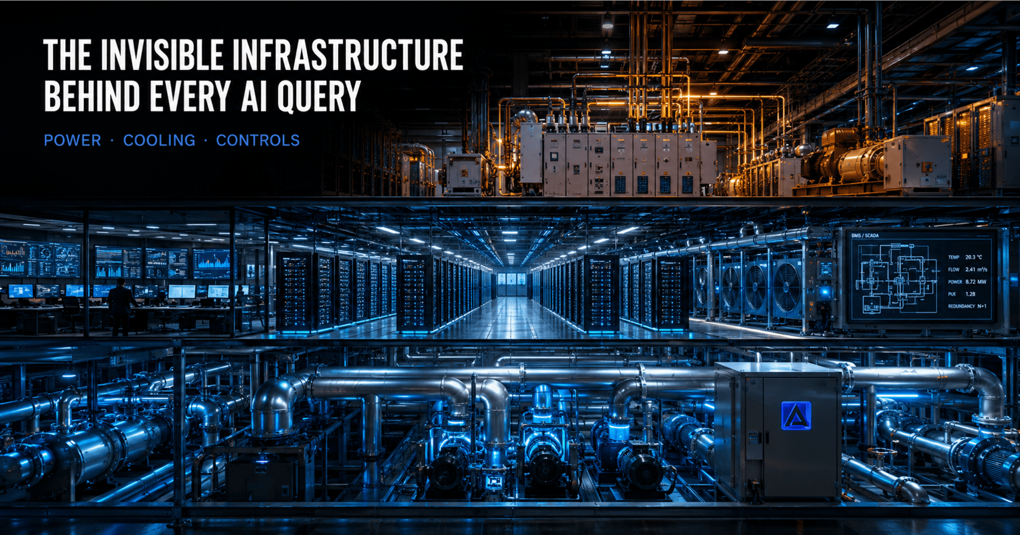Automation, controls and robotics in data center critical infrastructure — skilled professionals at work